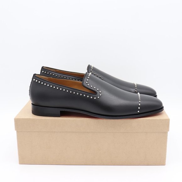 NWT Christian Louboutin Men\'s Dandy Cloo Black Leather Spike Flats Loafe… main image 4